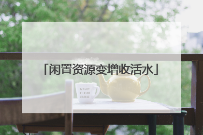 闲置资源变增收活水