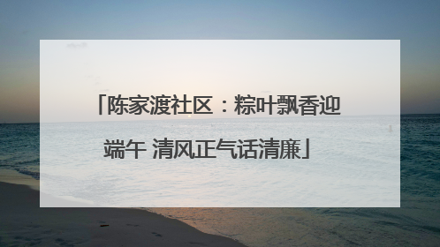 陈家渡社区：粽叶飘香迎端午 清风正气话清廉