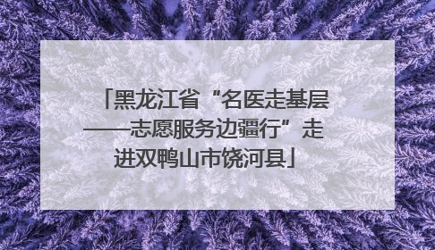 黑龙江省“名医走基层——志愿服务边疆行”走进双鸭山市饶河县