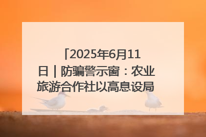 2025年6月11日｜防骗警示窗：农业旅游合作社以高息设局，集资380万