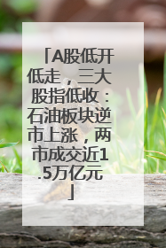 A股低开低走，三大股指低收：石油板块逆市上涨，两市成交近1.5万亿元